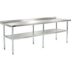 Global Industrial 430 Stainless Steel Table, 96"W x 30"D, Undershelf, 2" Backsplash (GLB-319062)