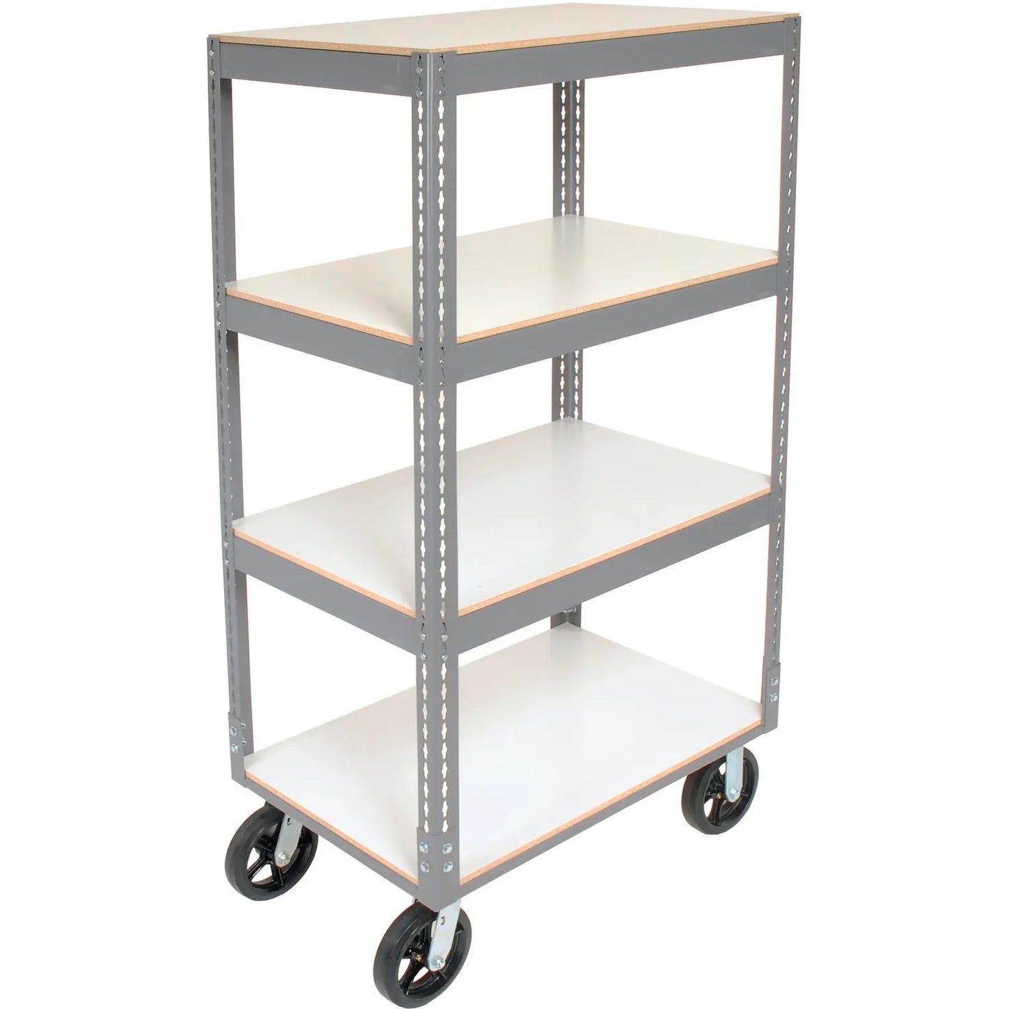 Global Industrial Boltless Shelf Truck w/4 Shelves & Rubber Casters, 36"L x 24"W x 68"H, Gray (GLB - 330417) - SchoolOutlet