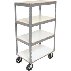 Global Industrial Boltless Shelf Truck w/4 Shelves & Rubber Casters, 36"L x 24"W x 68"H, Gray (GLB-330417)