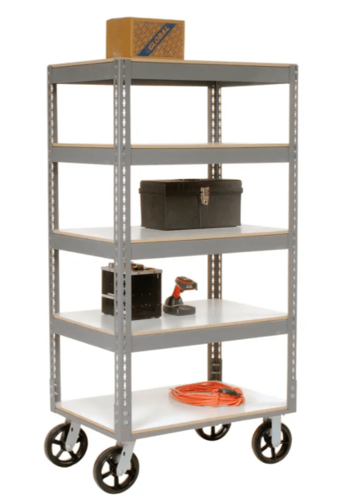 Global Industrial Boltless Shelf Truck w/5 Shelves & Rubber Casters, 36"L x 24"W x 68"H, Gray (GLB - 330420) - SchoolOutlet