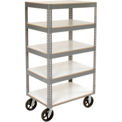 Global Industrial Boltless Shelf Truck w/5 Shelves & Rubber Casters, 36"L x 24"W x 68"H, Gray (GLB-330420)
