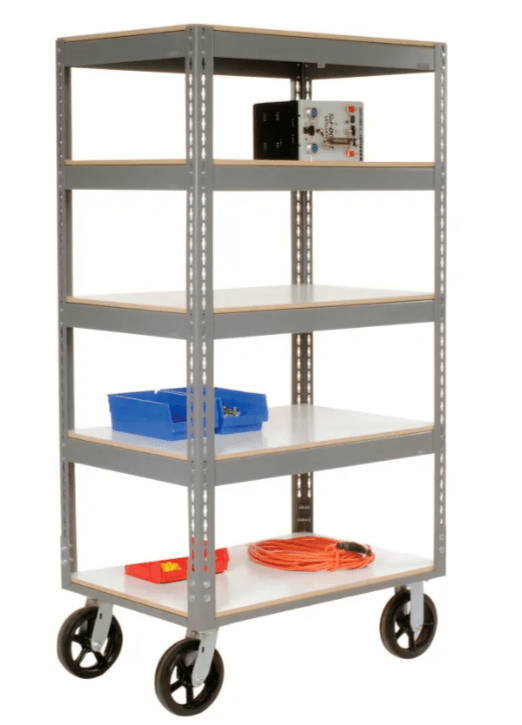 Global Industrial Boltless Shelf Truck w/5 Shelves & Rubber Casters, 36"L x 24"W x 68"H, Gray (GLB - 330420) - SchoolOutlet
