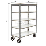 Global Industrial Boltless Shelf Truck w/5 Shelves & Rubber Casters, 36