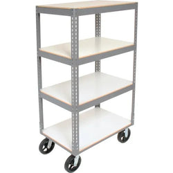 Global Industrial Boltless Shelf Truck w/4 Shelves & Rubber Casters, 48"L x 24"W x 68"H, Gray (GLB-330423)