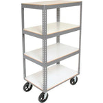 Global Industrial Boltless Shelf Truck w/4 Shelves & Rubber Casters, 48