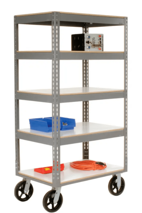 Global Industrial Boltless Shelf Truck w/5 Shelves & Rubber Casters, 48"L x 24"W x 68"H, Gray (GLB - 330426) - SchoolOutlet