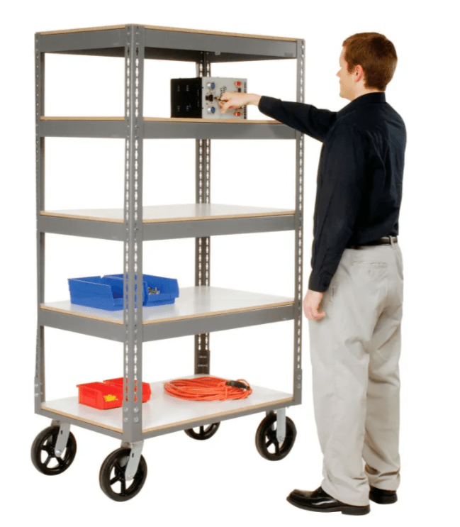 Global Industrial Boltless Shelf Truck w/5 Shelves & Rubber Casters, 48"L x 24"W x 68"H, Gray (GLB - 330426) - SchoolOutlet