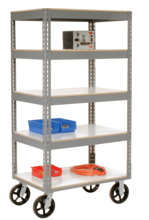 Global Industrial Boltless Shelf Truck w/5 Shelves & Rubber Casters, 48"L x 24"W x 68"H, Gray (GLB - 330426) - SchoolOutlet