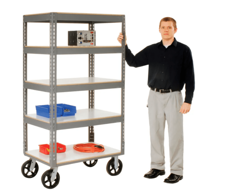 Global Industrial Boltless Shelf Truck w/5 Shelves & Rubber Casters, 48"L x 24"W x 68"H, Gray (GLB - 330426) - SchoolOutlet