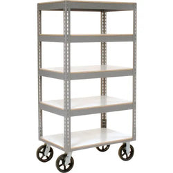 Global Industrial Boltless Shelf Truck w/5 Shelves & Rubber Casters, 48"L x 24"W x 68"H, Gray (GLB-330426)