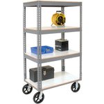 Global Industrial Boltless Shelf Truck w/4 Shelves & Rubber Casters, 60