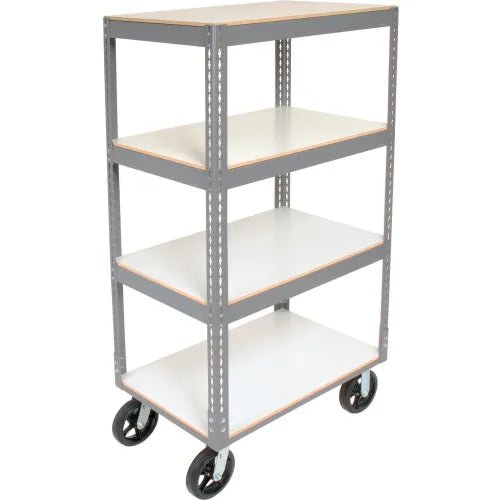 Global Industrial Boltless Shelf Truck w/4 Shelves & Rubber Casters, 60"L x 24"W x 68"H, Gray (GLB - 330429) - SchoolOutlet