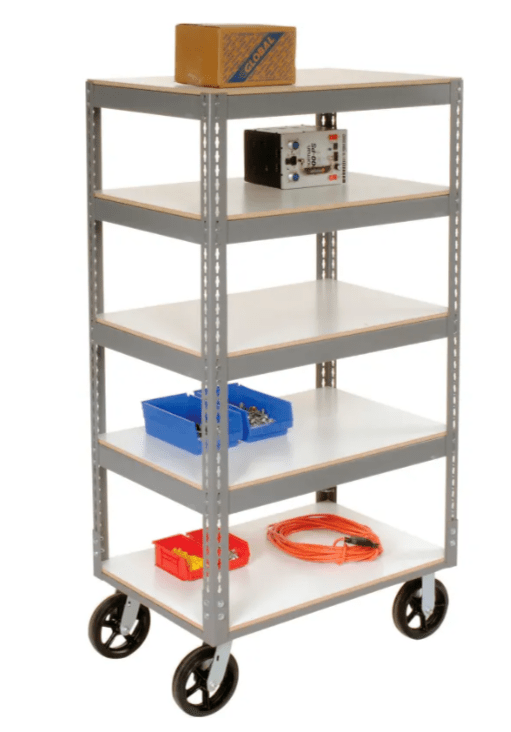 Global Industrial Boltless Shelf Truck w/4 Shelves & Rubber Casters, 60"L x 24"W x 68"H, Gray (GLB - 330429) - SchoolOutlet