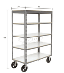 Global Industrial Boltless Shelf Truck w/5 Shelves & Rubber Casters, 60