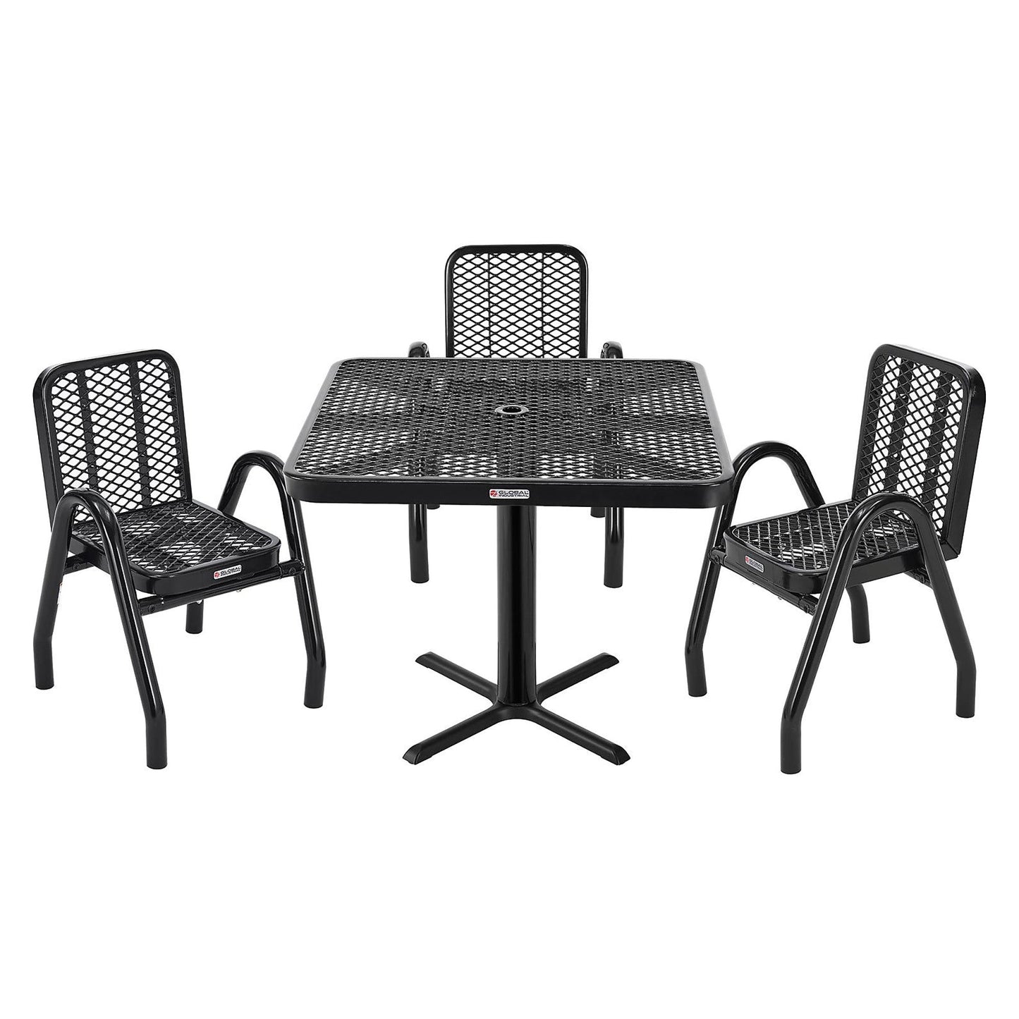 Global Industrial Outdoor Dining Set 36" Square x 36"H Table & 4 Chairs Black (GLB - 348120BK) - SchoolOutlet