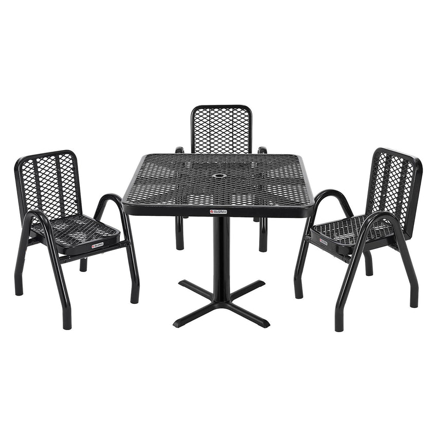 Global Industrial Outdoor Dining Set 36" Square x 36"H Table & 4 Chairs Black (GLB - 348120BK) - SchoolOutlet