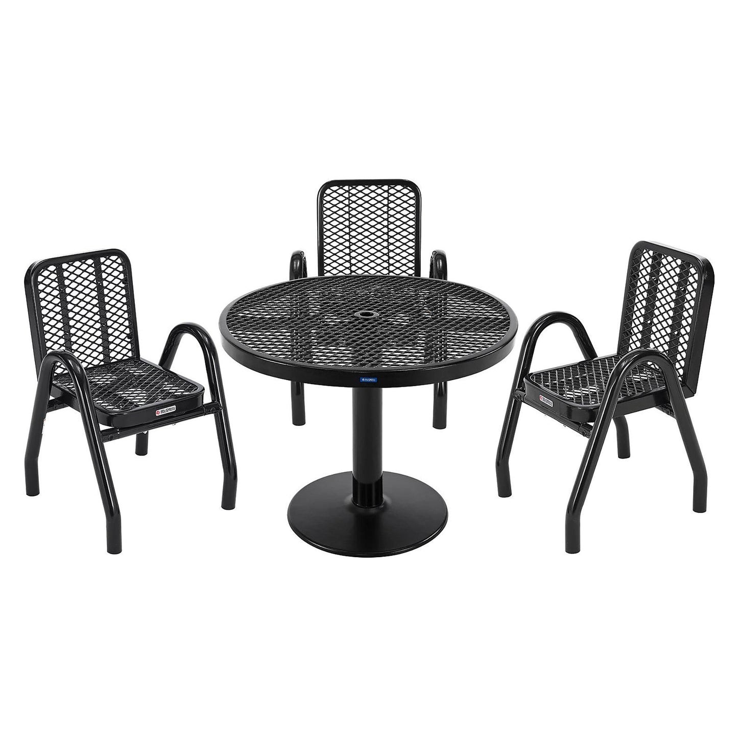 Global Industrial Outdoor Dining Set 36" Round x 29"H Table & 4 Chairs Black (GLB - 348122BK) - SchoolOutlet