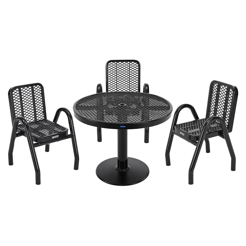 Global Industrial Outdoor Dining Set 36" Round x 29"H Table & 4 Chairs Black (GLB - 348122BK) - SchoolOutlet