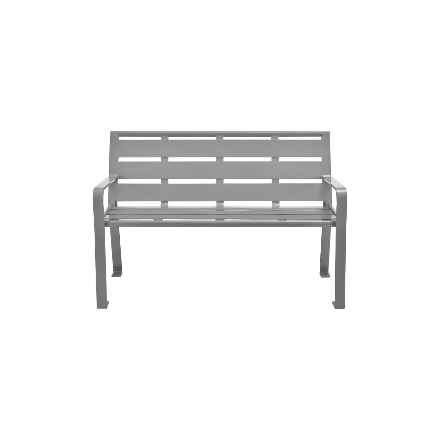Global Industrial 4' Outdoor Horizontal Steel Slat Park Bench w/ Back, Gray (GLB - 436974GY) - SchoolOutlet