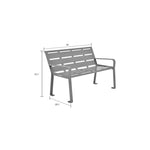 Global Industrial 4' Outdoor Horizontal Steel Slat Park Bench w/ Back, Gray (GLB - 436974GY) - SchoolOutlet