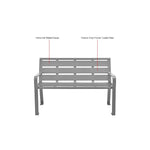 Global Industrial 4' Outdoor Horizontal Steel Slat Park Bench w/ Back, Gray (GLB - 436974GY) - SchoolOutlet