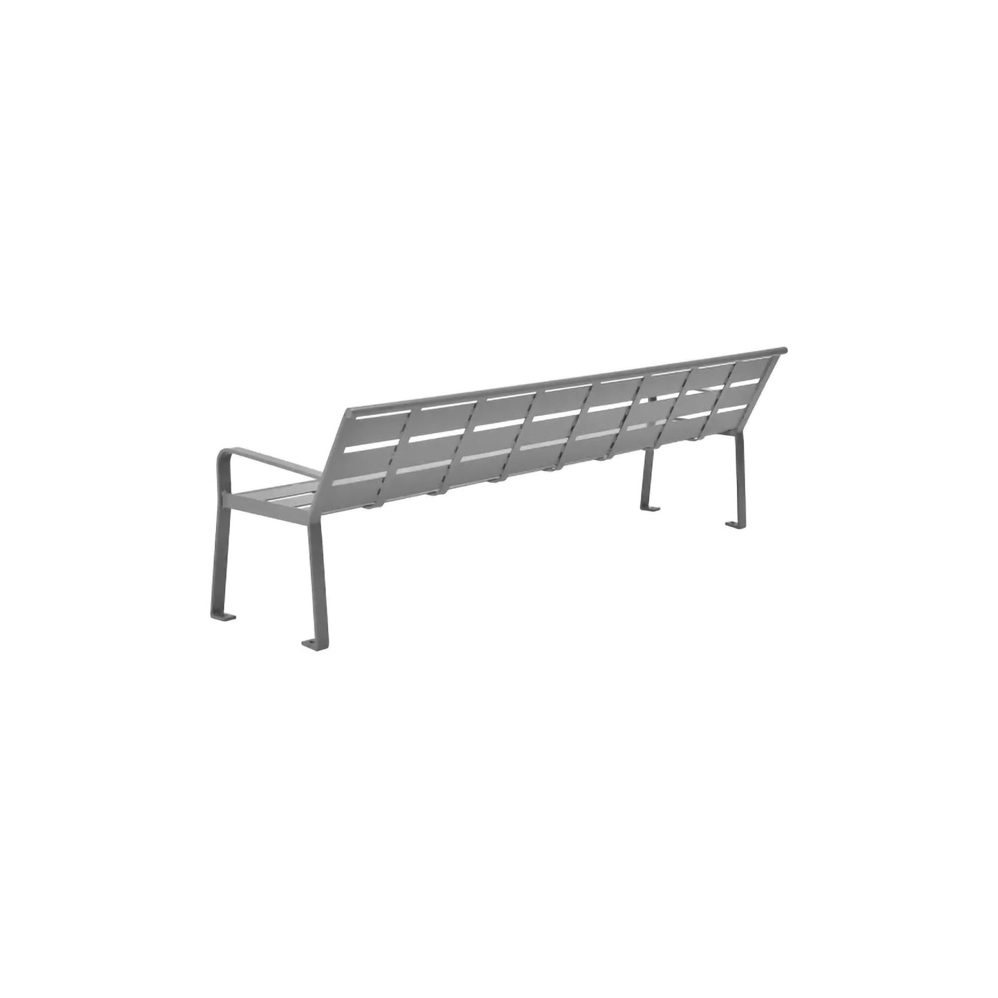Global Industrial 8' Outdoor Horizontal Steel Slat Park Bench w/ Back, Gray (GLB - 436976GY) - SchoolOutlet