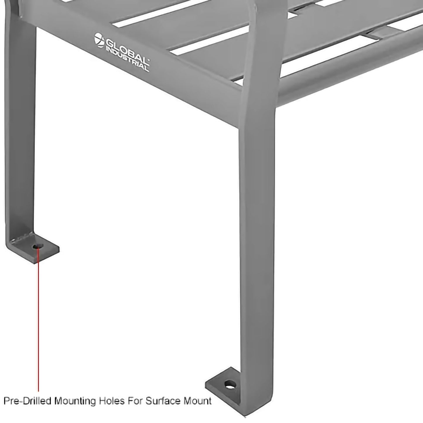 Global Industrial 8' Outdoor Horizontal Steel Slat Park Bench w/ Back, Gray (GLB - 436976GY) - SchoolOutlet