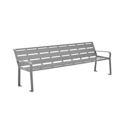 Global Industrial 8' Outdoor Horizontal Steel Slat Park Bench w/ Back, Gray (GLB-436976GY)