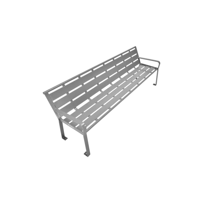 Global Industrial 8' Outdoor Horizontal Steel Slat Park Bench w/ Back, Gray (GLB - 436976GY) - SchoolOutlet
