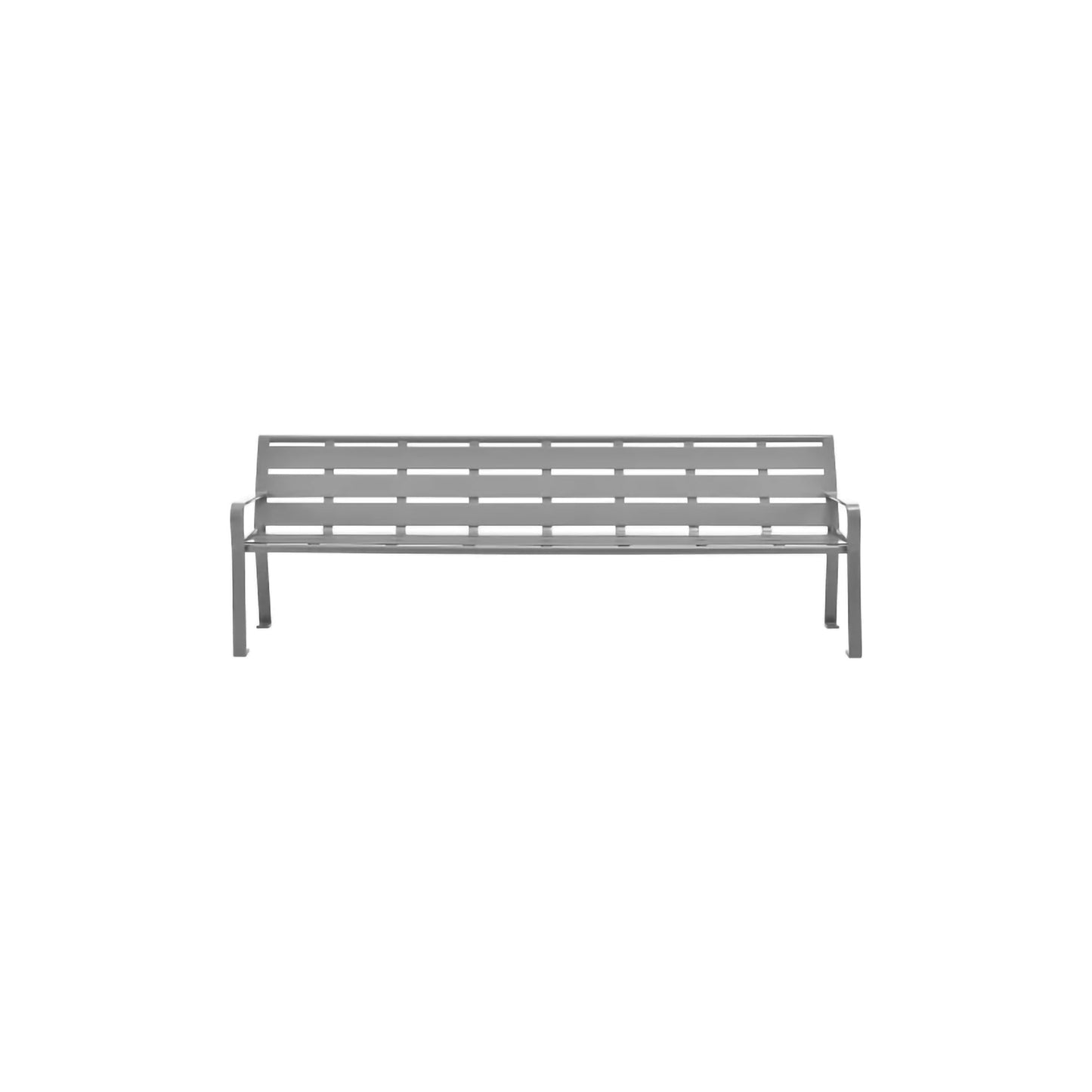 Global Industrial 8' Outdoor Horizontal Steel Slat Park Bench w/ Back, Gray (GLB - 436976GY) - SchoolOutlet