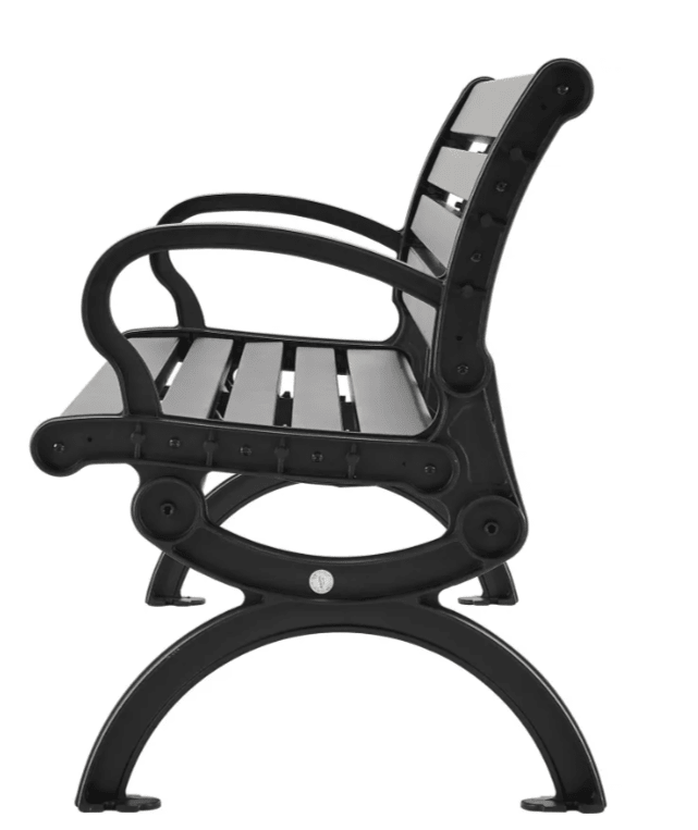 Global Industrial 6' Aluminum Park Bench w/ Backrest, Black (GLB - 436978BK) - SchoolOutlet