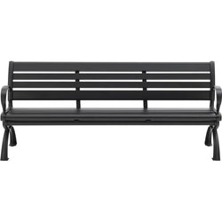 Global Industrial 6' Aluminum Park Bench w/ Backrest, Black (GLB-436978BK)