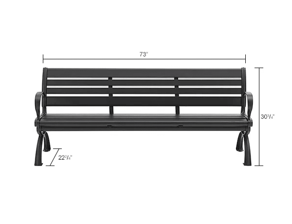 Global Industrial 6' Aluminum Park Bench w/ Backrest, Black (GLB - 436978BK) - SchoolOutlet
