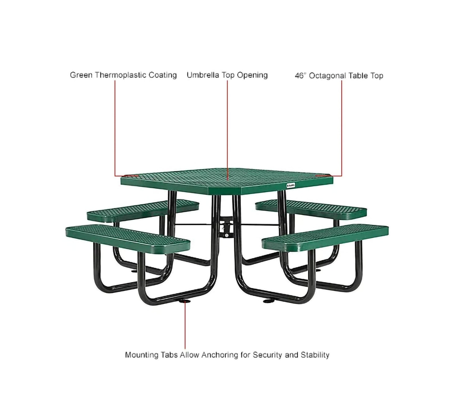 Global Industrial 46" Octagonal Picnic Table, Expanded Metal (GLB - 436982) - SchoolOutlet