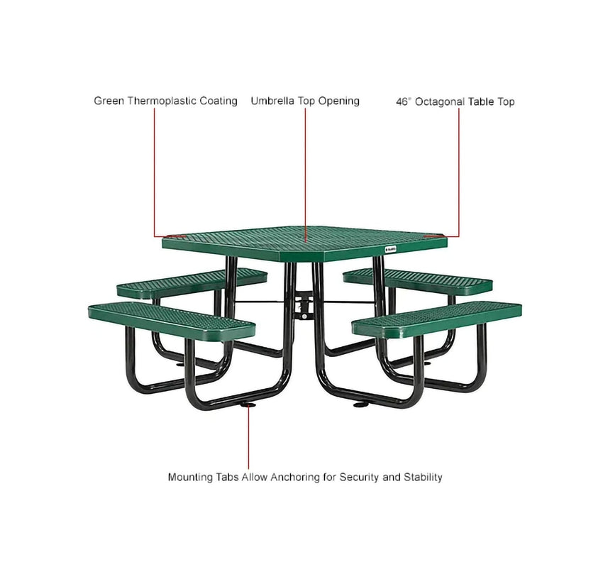 Global Industrial 46" Octagonal Picnic Table, Expanded Metal (GLB - 436982) - SchoolOutlet