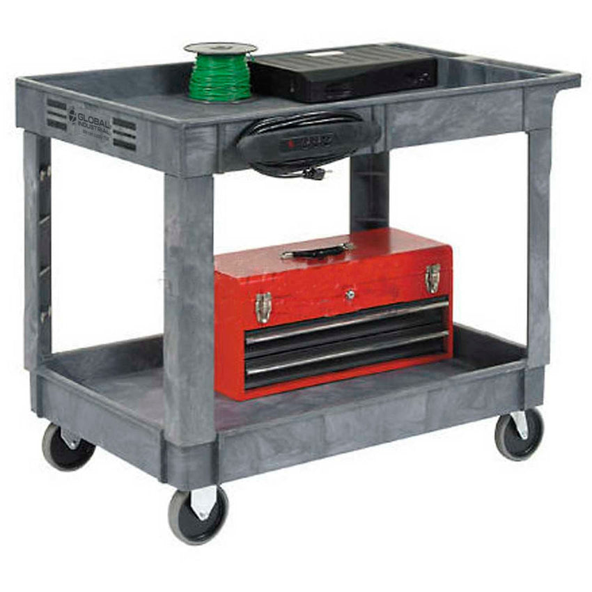 Global Industrial Utility Cart w/ 2 Shelves & 5" Casters, 500 lb. Capacity, 40"L x 26"W x 33"H (GLB - 498526) - SchoolOutlet