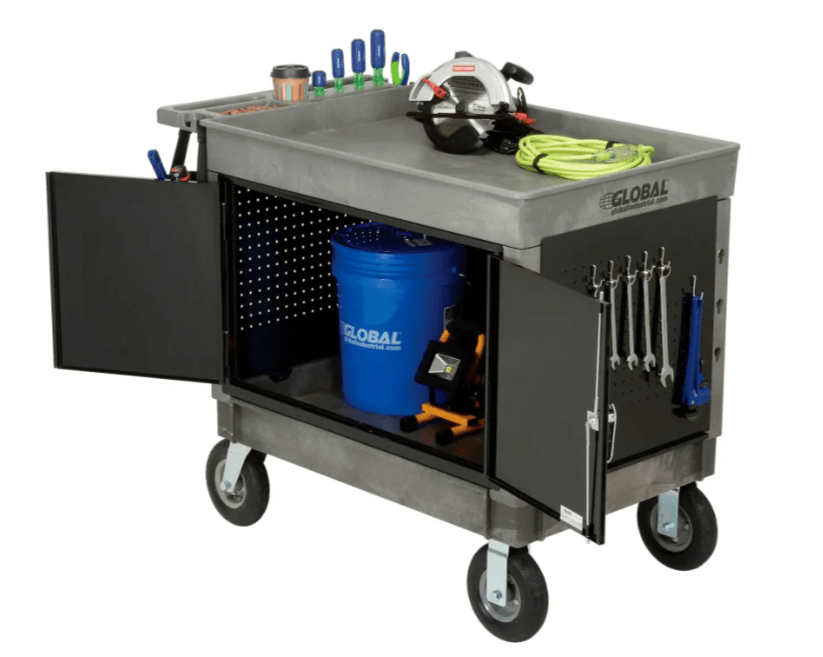 Global Industrial Utility Cart w/ 2 Shelves & 5" Casters, 500 lb. Capacity, 40"L x 26"W x 33"H (GLB - 498526) - SchoolOutlet