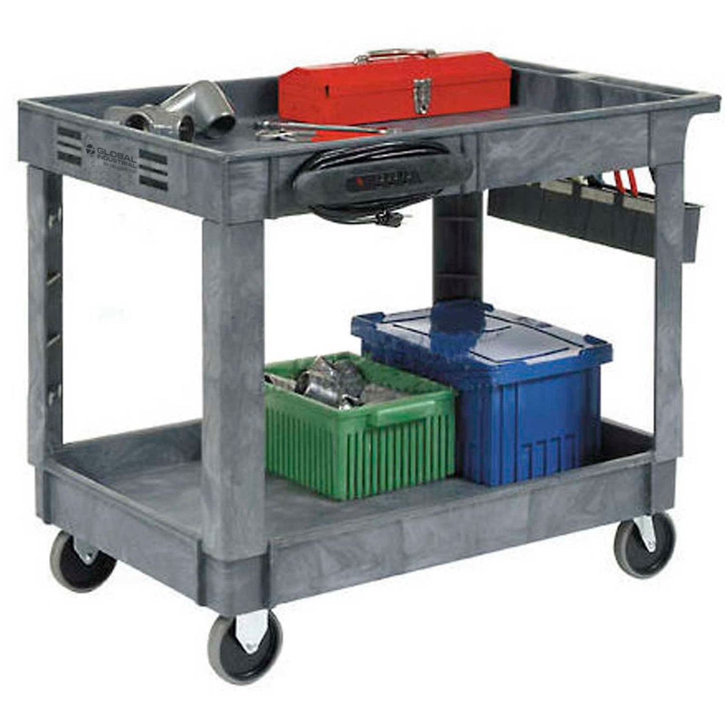 Global Industrial Utility Cart w/ 2 Shelves & 5" Casters, 500 lb. Capacity, 40"L x 26"W x 33"H (GLB - 498526) - SchoolOutlet