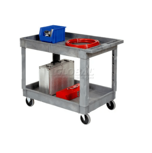Global Industrial Utility Cart w/ 2 Shelves & 5" Casters, 500 lb. Capacity, 40"L x 26"W x 33"H (GLB - 498526) - SchoolOutlet
