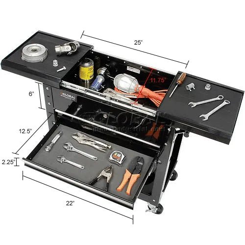 Global Industrial 27"W 2 - Drawer Tool Cart With Sliding Top (GLB - 53415) - SchoolOutlet