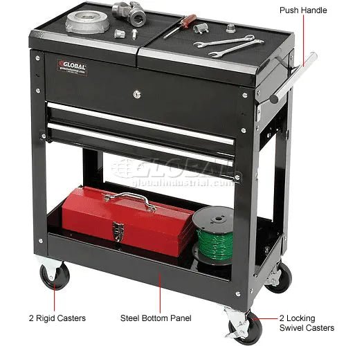 Global Industrial 27"W 2 - Drawer Tool Cart With Sliding Top (GLB - 53415) - SchoolOutlet