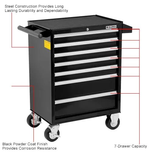 Global Industrial 7 Drawer Roller Tool Cabinet - 26 - 3/8"W x 18 - 1/8"D x 37 - 13/16"H (GLB - 535364) - SchoolOutlet