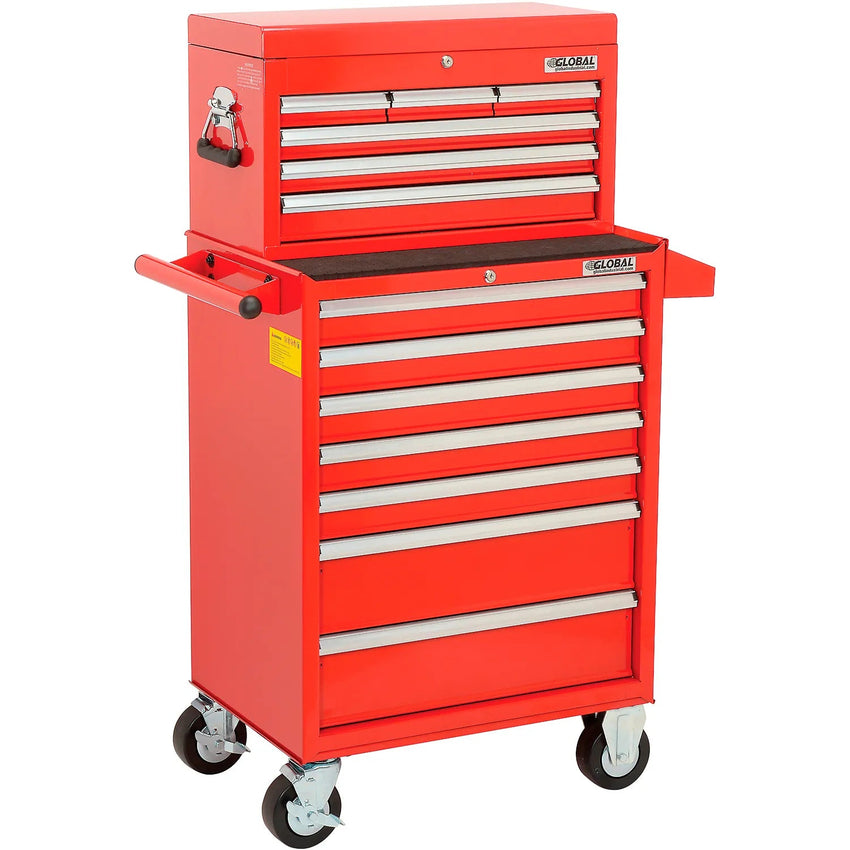 Global Industrial 13 Drawer Roller Tool Cabinet & Chest Combo - 26 - 3/8"W x 18 - 1/8"D x 52 - 9/16"H (GLB - 53548X) - SchoolOutlet