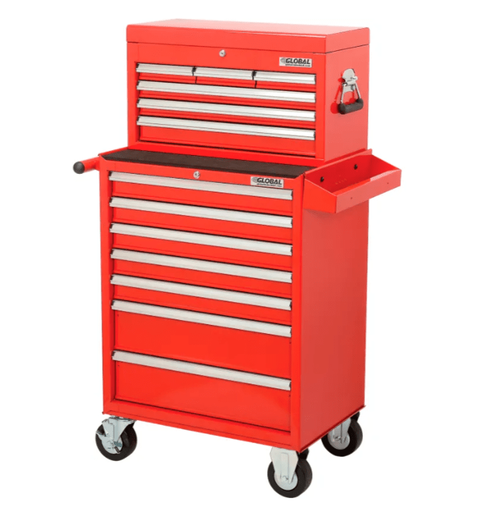 Global Industrial 13 Drawer Roller Tool Cabinet & Chest Combo - 26 - 3/8"W x 18 - 1/8"D x 52 - 9/16"H (GLB - 53548X) - SchoolOutlet