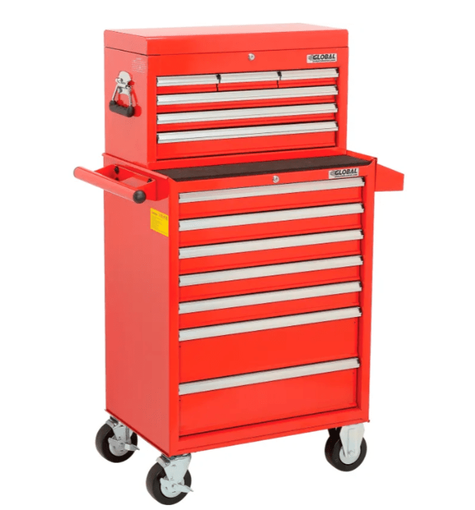 Global Industrial 13 Drawer Roller Tool Cabinet & Chest Combo - 26 - 3/8"W x 18 - 1/8"D x 52 - 9/16"H (GLB - 53548X) - SchoolOutlet