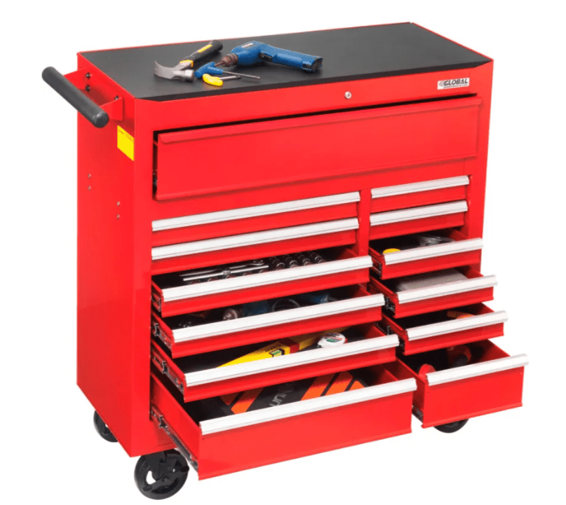 Global Industrial Roller Tool Cabinet, 13 Drawers, 42 - 3/8"W x 18"D x 38 - 5/8"H (GLB - 535653) - SchoolOutlet