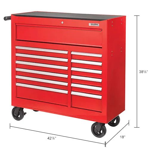 Global Industrial Roller Tool Cabinet, 13 Drawers, 42 - 3/8"W x 18"D x 38 - 5/8"H (GLB - 535653) - SchoolOutlet