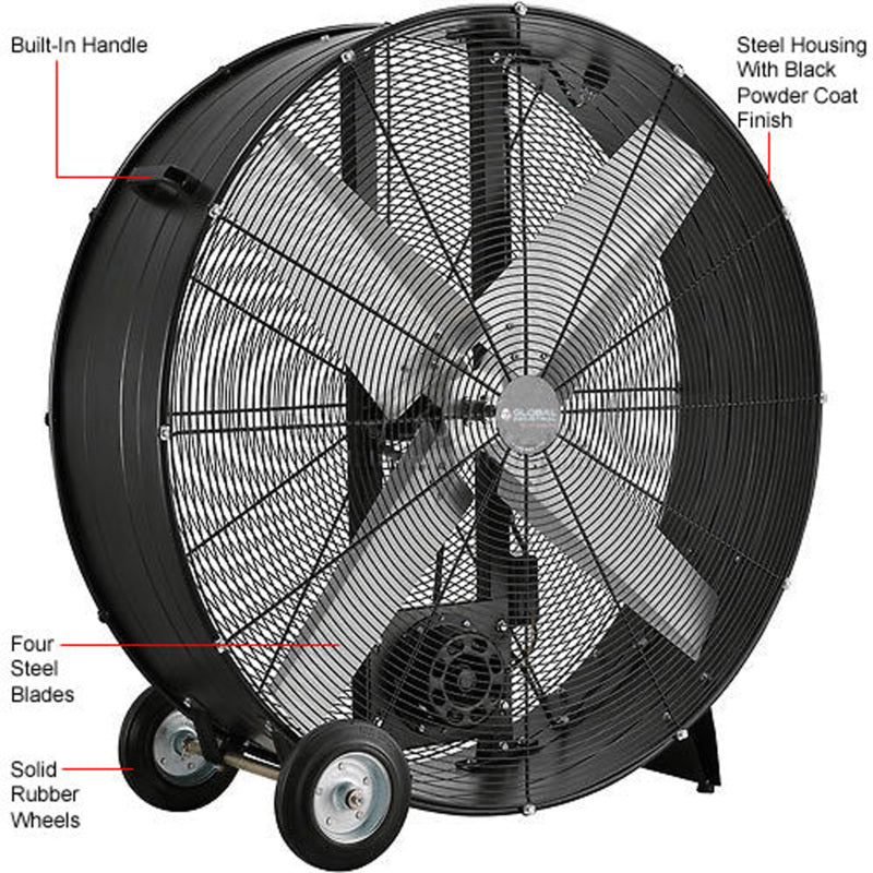 Global Industrial 42" Portable Drum Blower Fan, 17600 CFM, 1 HP, 1 Phase (GLB - 600554) - SchoolOutlet
