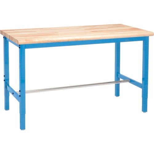 Global Industrial 48"W x 30"D Adjustable Height Workbench Square Tube Leg - Maple Safety Edge Blue (GLB - 607004BL) - SchoolOutlet