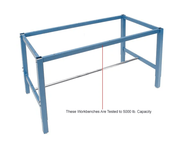 Global Industrial 48"W x 30"D Adjustable Height Workbench Square Tube Leg - Maple Safety Edge Blue (GLB - 607004BL) - SchoolOutlet